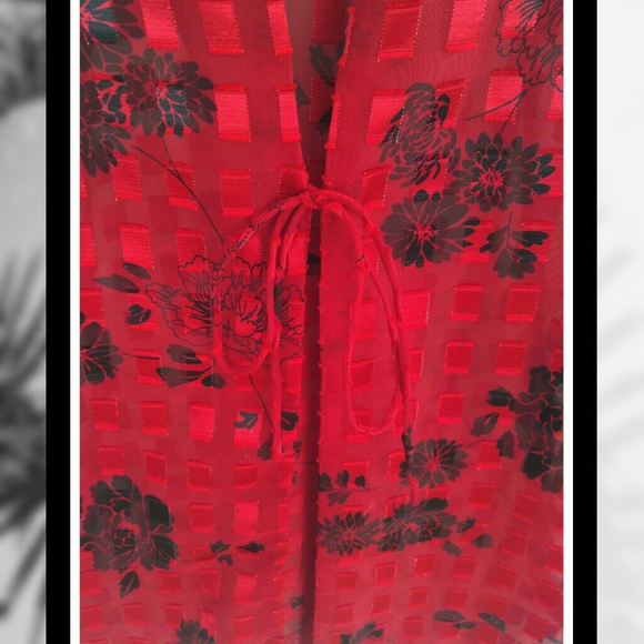 NOTATIONS Sheer Checkered Bell Sleeve Blouse #3026p - Picture 4 of 5